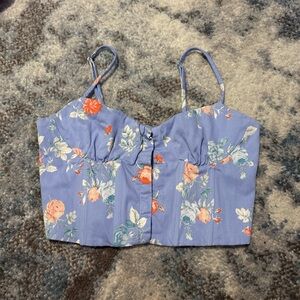 Zara Blue Floral Crop Top